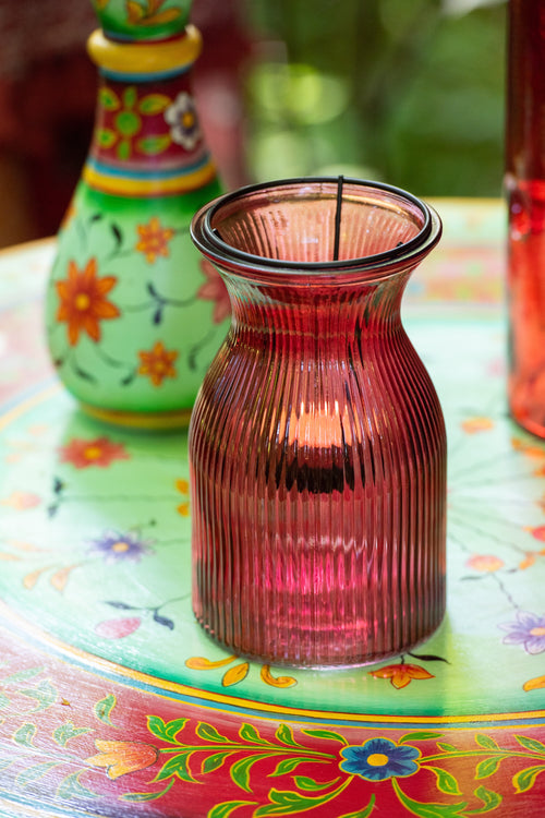 J-Line plateau Theelichthouder Popa - glas - mix - 6 stuks - vtwonen shop