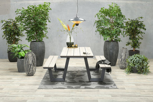 Bell picknick set - 200x178 cm - carbon black - light teak vironwood - vtwonen shop