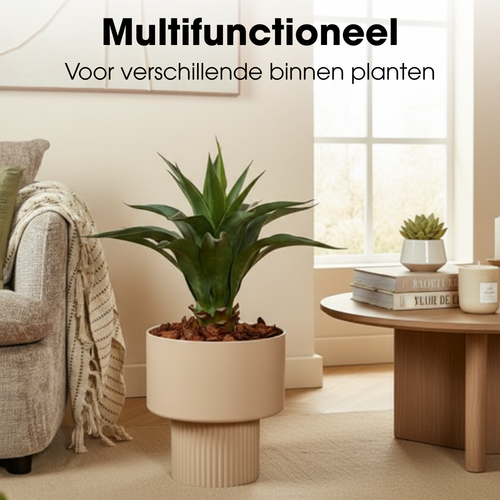 Mica Decorations Lux Bloempot – Plantenpot voor Bloemen en Kamerplanten – Bloempot voor Binnen – H33 x Ø31,5 cm – IJzer – Lichtbruin