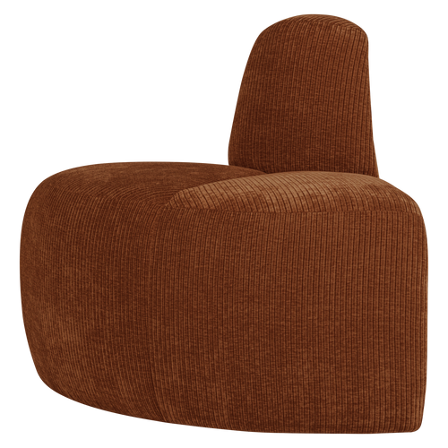 WOOOD eetbank hoek rond rugleuning Mojo - Ribstof - Roestbruin - 83x100x74