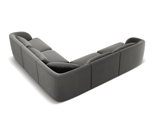 Cosmopolitan Design Symmetrische hoekbank Tulum 5-zits, flueel, lichtgrijs - 255x255x70cm