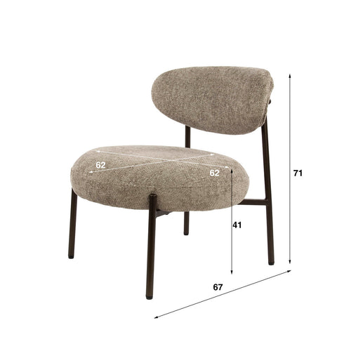 Giga Meubel Fauteuil Round Tissee - Zand Stof - 62x67x71cm - vtwonen shop