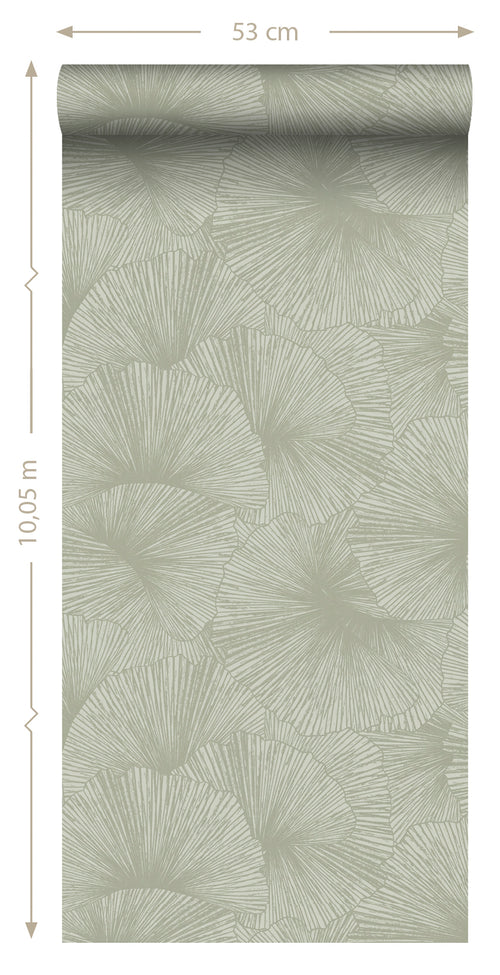 Origin Wallcoverings behang 3D-motief bladeren vergrijsd groen - 50 x 900 cm - 348008 - vtwonen shop