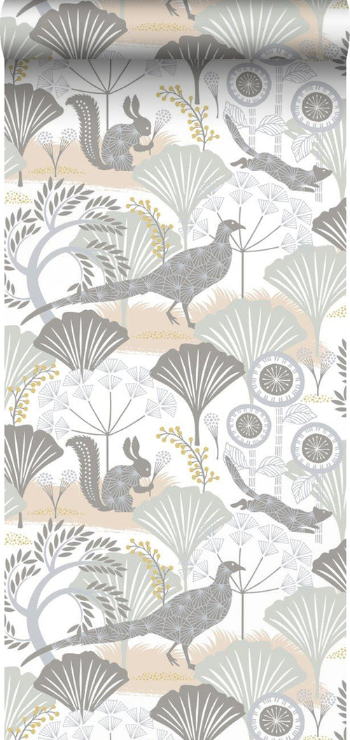 Borastapeter behang bosrijk landschap grijs - 53 cm x 10.05 m - 660794