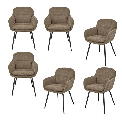 WOOOD eetkamerstoelen Runa - Polyester - Donker Zand - Set van 6 - vtwonen shop