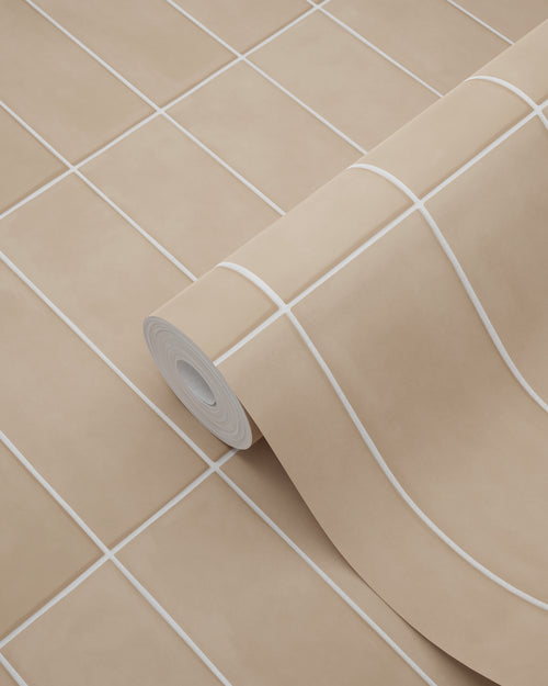 ESTAhome behang tegelmotief beige - 50 x 900 cm - 131536