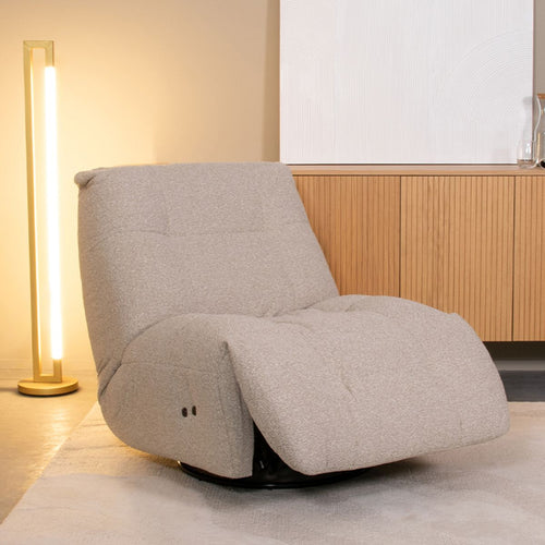 LABEL51 Fauteuil Relax & Recharge - Naturel Bouclé - Draaibaar