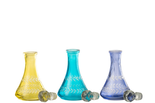 J-Line decoratie Flessen Tarifa - glas - mix - medium - 3 stuks