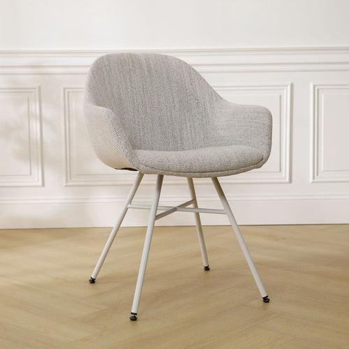 Nolon Noa-Mae Eetkamerstoel Beige Gemêleerd - Armleuning - Witte Poten - vtwonen shop