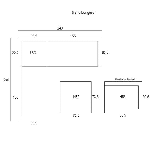 Garden Impressions loungeset Bruno licht grijs - 4 delig