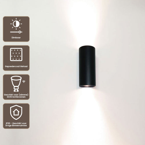 Artdelight Wandlamp Roulo 2 - Zwart