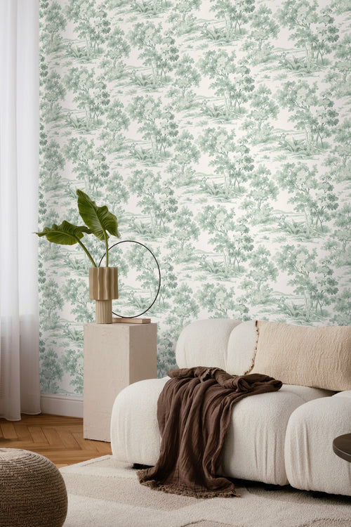 Borastapeter behang bosrijk landschap groen - 53 cm x 10.05 m - 660388 - vtwonen shop