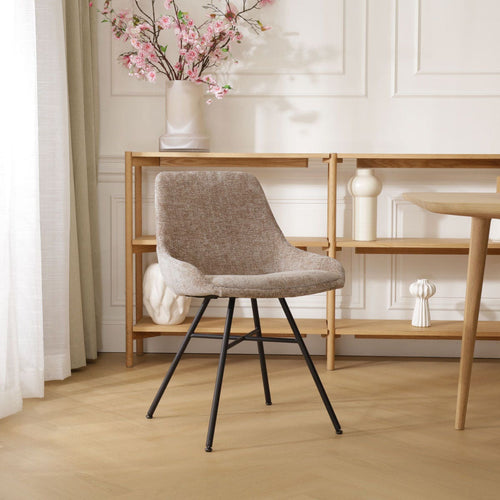 Nolon Noa-Isa Eetkamerstoel Bruin - Stof - Zwart Onderstel - vtwonen shop