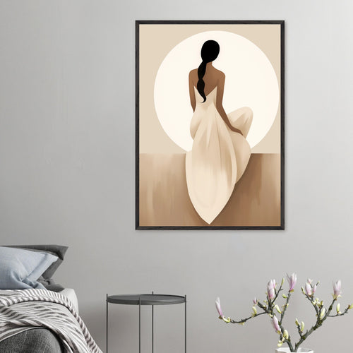 Artfulprints Poster Japandi The serene lady   - 30x40 cm - Bruin