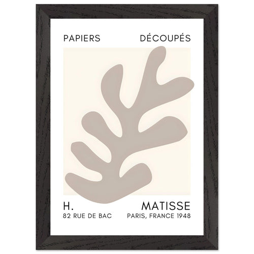 Artfulprints Poster met Lijst Matisse – Ocean petals grey   - A4 21x29.7 cm - Grijs