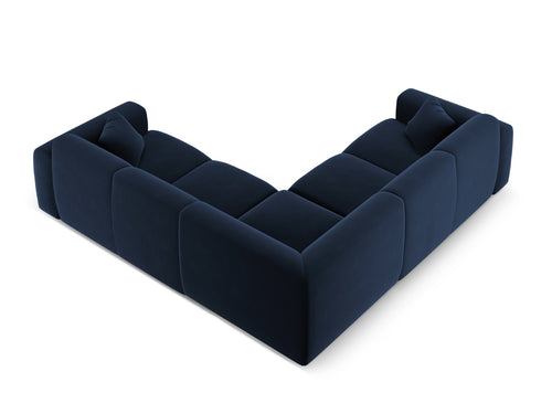 Cosmopolitan Design Hoekbank Nolio 5-zits, flueel koningsblauw - 252x252x72cm
