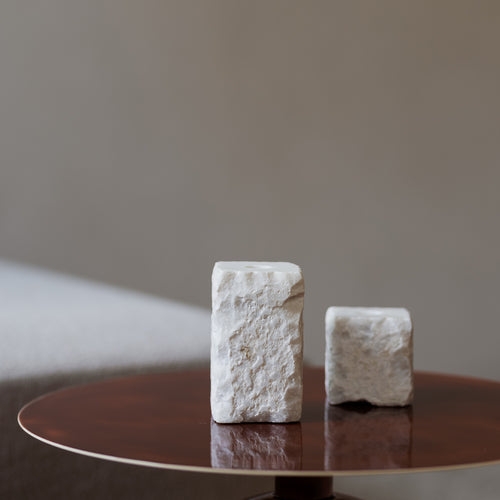 S|P Collection - Kandelaar 8x8xH8cm marmer wit Opus