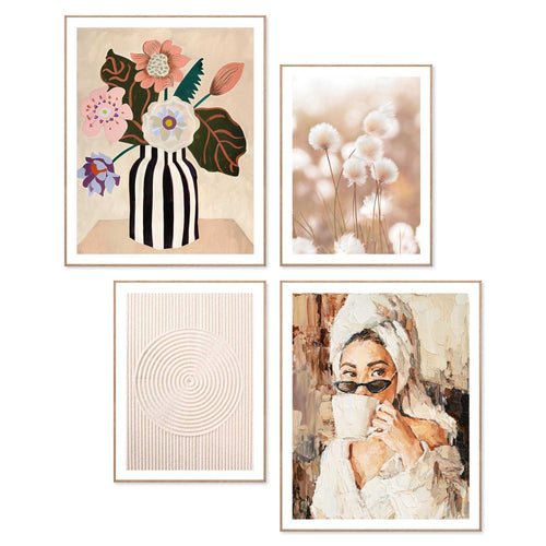 Reinders Zondagochtendgevoel schilderijen set -  beige - hobbyruimte - 50x40cm