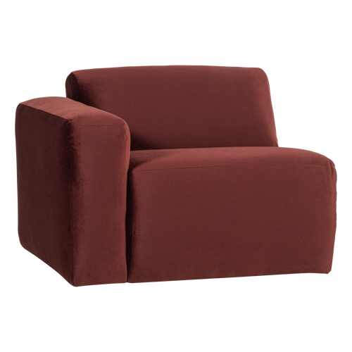 WOOOD 1-zits bank arm links Mojo Base - Velvet - Kastanjebruin - 74x105x97