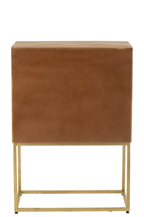 J-Line kast Nino Op Staander - metaal/mangohout - naturel/goud