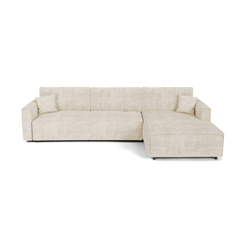 Premium Interiors - Rechthoekige hoekbank met slaapfunctie en opbergruimte  - corduroy beige 297cm