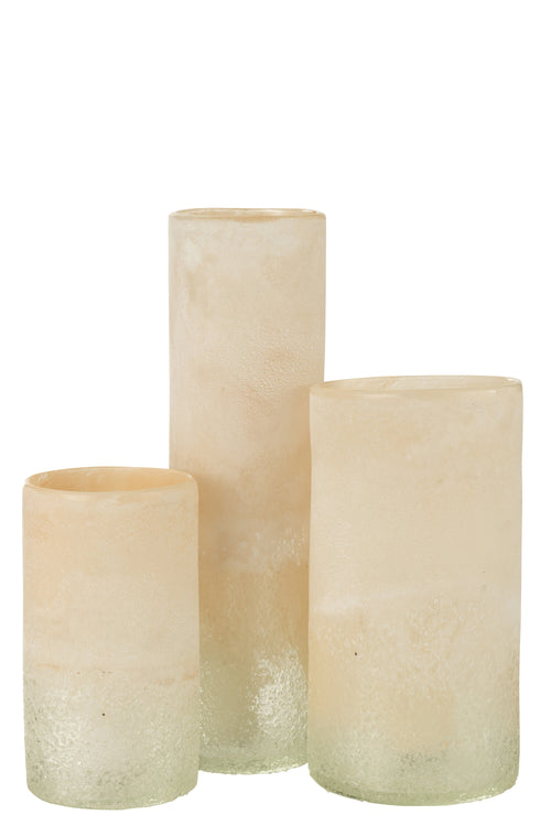 J-Line vaas Cilinder - glas - beige - large - 41 cm hoog - vtwonen shop