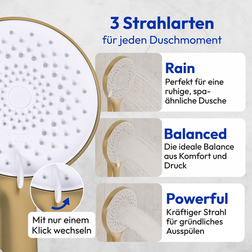 LOMAZOO inbouwdoucheset Mistral - met thermostaatkraan & ronde handdouche - goud