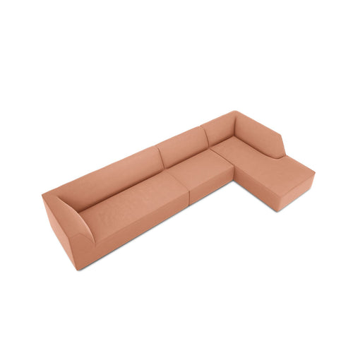 Cosmopolitan Design - Modulaire hoekbank rechts Siena 5-zits, flueel roze - 180x366x69cm