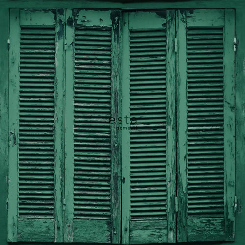 ESTAhome behang verweerde houten Franse vintage louvre luiken groen 53 cm x 10.05 m 138885