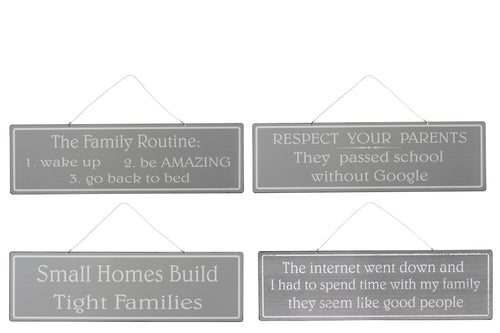 J-Line plakkaat Mix 1 Engels/Frans - metaal - grijs/wit - 4 stuks - vtwonen shop