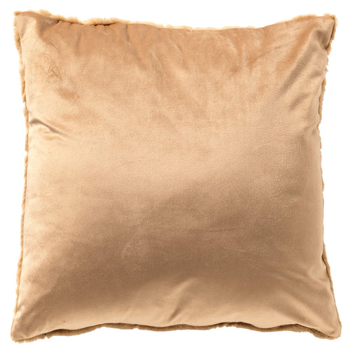 RAMIRA - sierkussen 45x45 cm - bontlook - bloemmotief - Nougat - bruin