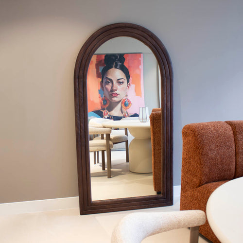 Giga Meubel Spiegel Esther - Staand Donkerbruin Hout - 94x4x178cm