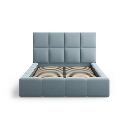 Cosmopolitan Design - Opbergbed met hoofdeinde Livigno 200x140cm flueel lichtblauw - 230x165x125cm