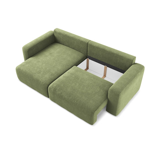 LaMiaSofa hoekbank links Ostia - chenille stof - groente - 244x149x79
