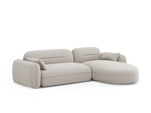Cosmopolitan Design Modulaire hoekbank rechts Sydney 4-zits, flueel, lichtbeige - 165x275x70cm