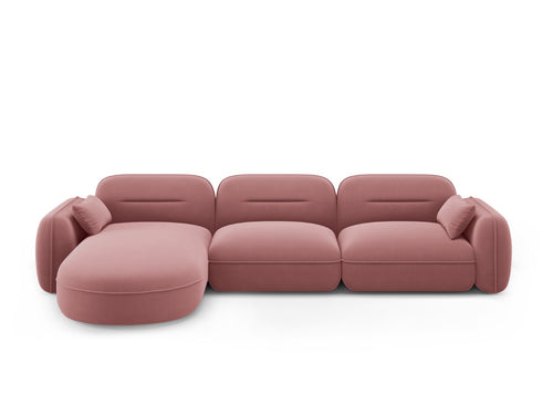 Cosmopolitan Design Modulaire hoekbank links Sydney 4-zits, flueel, zalm - 165x320x70cm