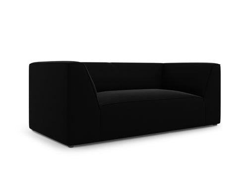 Micadoni Bank Ruby 2-zits, flueel, zwart - 93x174x69cm