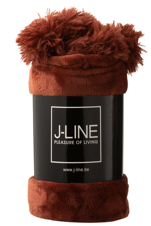J-Line plaid Pompom - polyester - marsala rood - 170 x 130 cm