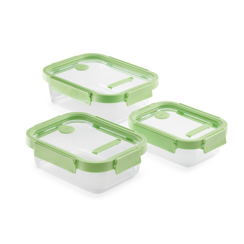 Lékué Vershouddoos Glas Rechthoek, set van 3