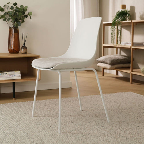 Nolon Nora-Liv Eetkamerstoel Wit - Beige Kussen - Witte Poten - vtwonen shop