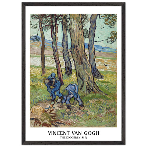 Artfulprints Poster met Lijst Vincent van Gogh - The diggers   - 50x70 cm - Groen