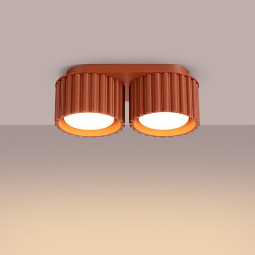 Sollux Lighting Plafondlamp AURA 2 rood ochra Gx53 - 21x10x12cm