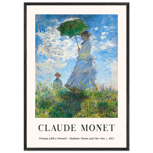 Artfulprints Poster met Lijst Claude Monet - Women with a parasol   - 70x100 cm - Blauw