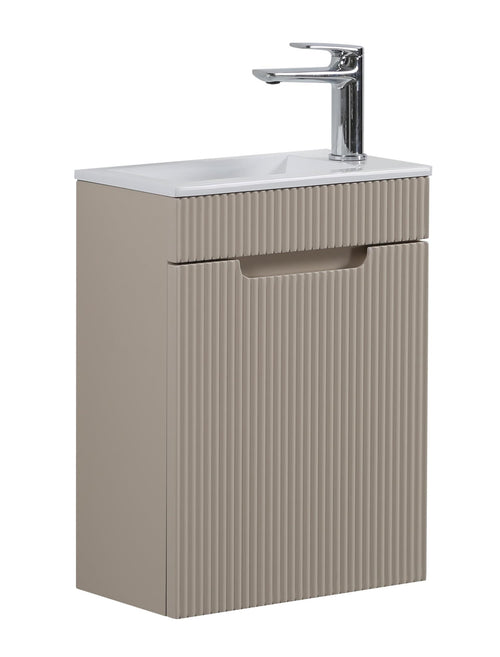 Badplaats Toiletmeubel Thermis 40 x 22 cm – Beige – Fonteinmeubel met Witte Wastafel