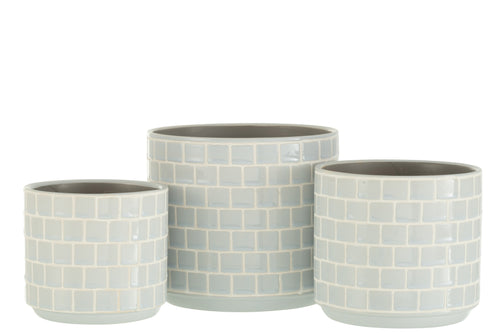 J-Line bloempot Blinkend - keramiek - blauw - large -  Ø 17 cm - vtwonen shop