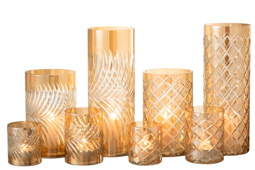 J-Line windlicht Diamant - glas - goud - extra large - 2 stuks - vtwonen shop