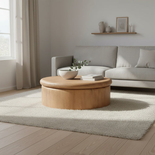 DÉJA Living Salontafel Rota - Rond Naturel Mangohout - 90x90x31cm - vtwonen shop