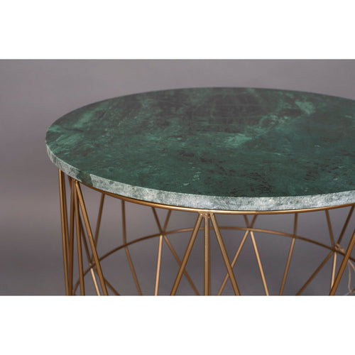 Dutchbone Boss Bijzettafel Rond 51 cm Marmer Groen/ Goud - vtwonen shop