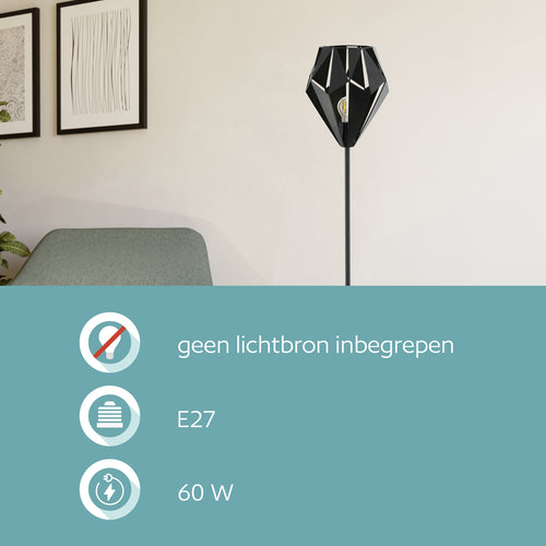 EGLO vloerlamp Carlton 5 - e27 - 152,5 cm - zwart