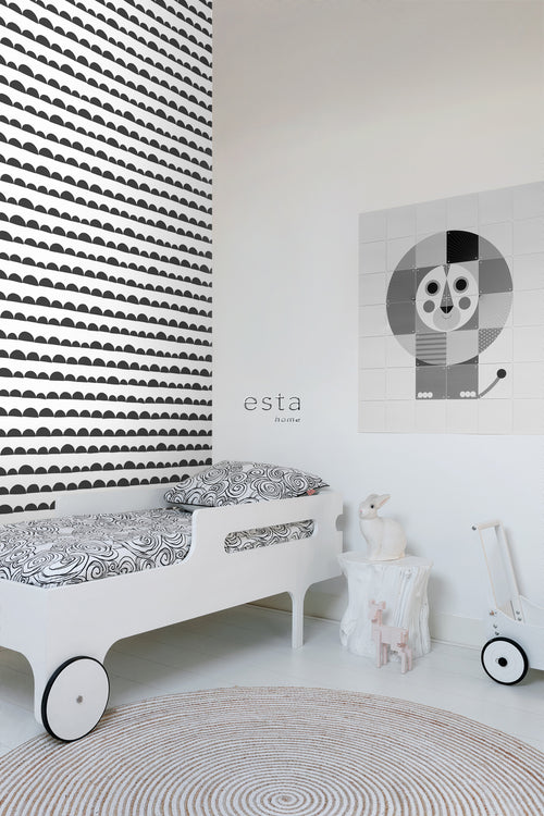 ESTAhome behang grafisch motief zwart wit - 53 cm x 10.05 m - 139268